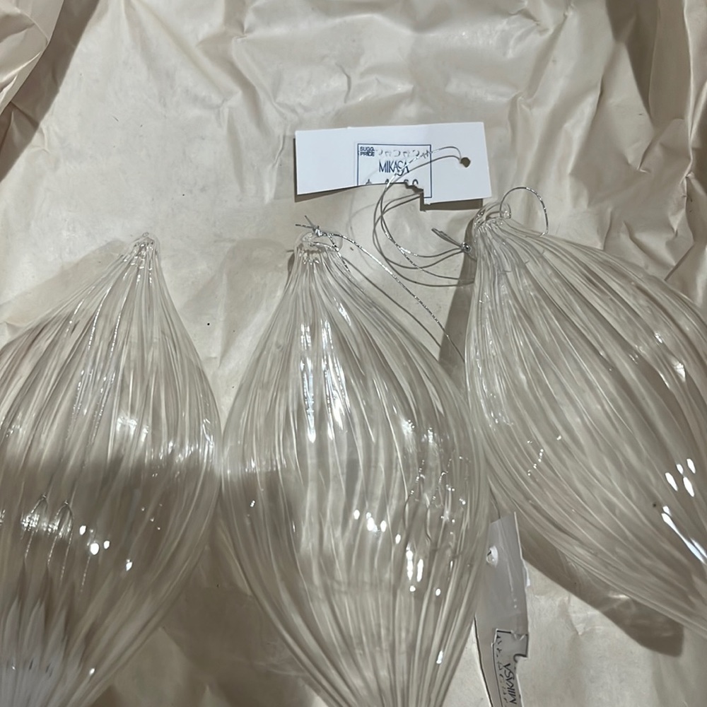 NWT Mikasa glass sphere ornaments